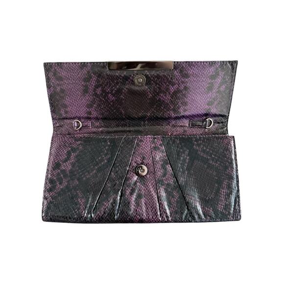 POPPIE JONES Purple & Black Snake Skin Clutch Handbag Size Large Large - Picture 2 of 6